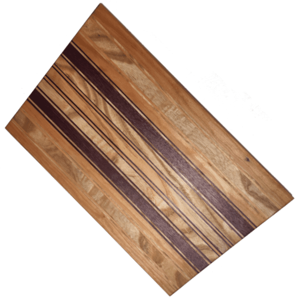 Ash, Cherry, and Purpleheart Face Grain Cutting Board - Real Example